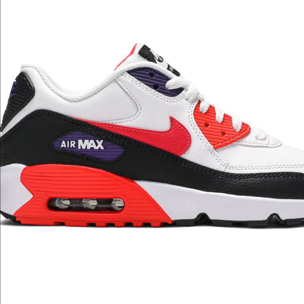Nike Air Max 90 Leather GS White Bright Crimson